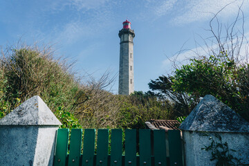 Phare des Baleines behind a fence in Île de Ré, France,