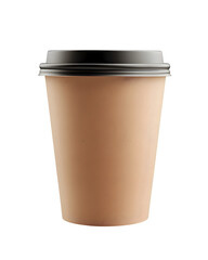 Brown Paper coffee cup to go, take away mockup isolated on transparent background