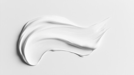 Realistic white concealer brush stroke isolated on a clean white background, ideal for beauty and makeup design with ample copy space.