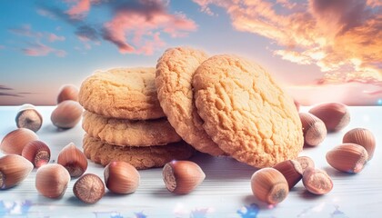 Assorted Round Cookies and Biscuits on White Background
