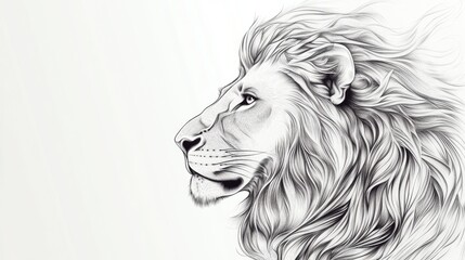 Obraz premium A majestic lion vector art illustration, featuring sharp, flowing lines and detailed mane, placed on a bright white background