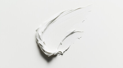 White Cream Swirl on White Background: A minimalist and elegant abstract image with a subtle white cream swirl on a pristine white backdrop. Perfect for product photography, beauty branding, and minim
