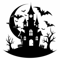 Halloween Design Elements Set Silhouette vector illustration isolated on a white background