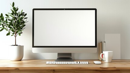 Minimalist Workspace with a Computer Monitor