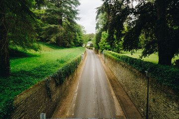 Road and bridge near Ch&acirc;teau de Noizay, France