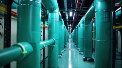 Obraz premium Green Pipes Corridor