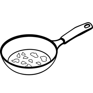recommend clip art: frying pan with scrambled egg outline coloring book page line art drawing