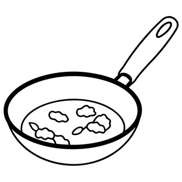 recommend clip art: frying pan with scrambled egg outline coloring book page line art drawing