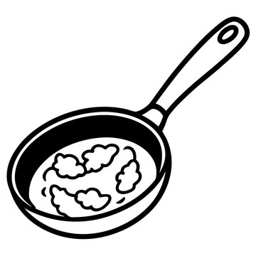recommend clip art: frying pan with scrambled egg outline coloring book page line art drawing