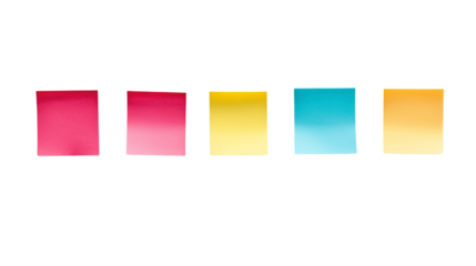 Colorful Sticky Notes in a Row on transparent background
