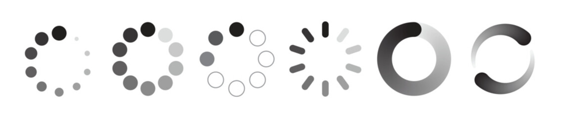 Loading Circle Progress Gradient Black and white Vector Icon