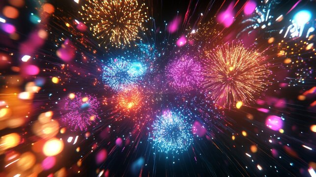 Dynamic Cyber Monday Background with Colorful Fireworks