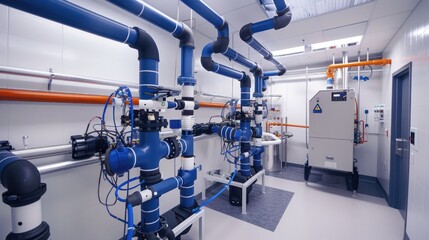 Obraz premium Industrial Piping System in a Modern Facility