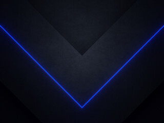 Blue neon on black wall background