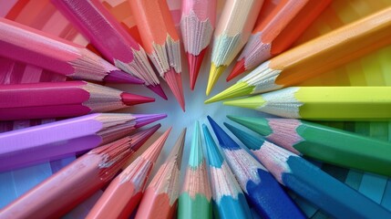 Naklejka premium Colorful Pencils Arranged in a Circle