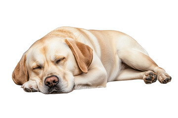Sleeping Labrador dog full length on transparent background