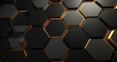 hexagon pattern and shadows, with dark grey color, with golden line