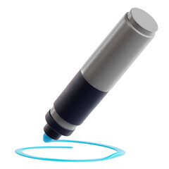 Metallic Gray Marker with Blue Ink Drawing