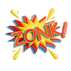 Multicolored Zonk Onomatopoeia with Comic Style Explosion