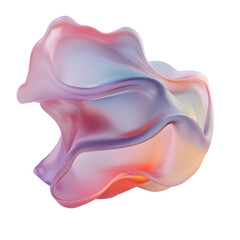 Obraz premium 3D render of fluid translucent liquid shape with iridescent blue color isolated on transparent background