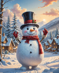 Fototapeta premium Merry Christmas Snowman