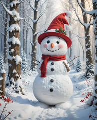 Fototapeta premium Merry Christmas Snowman
