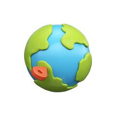 3d illustration of globe with location symbol.