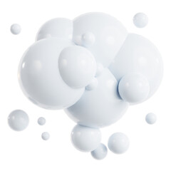 Reflective Comic Thought Bubble with Spheres