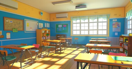 Can you give me a comic looking image of a classroom