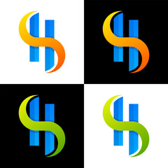 letter H  colorful logo design