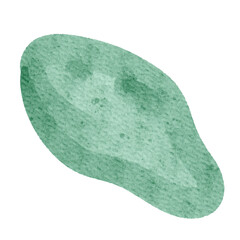 Watercolor shape, stain in natural green color. Hand drawn watercolor textured blob