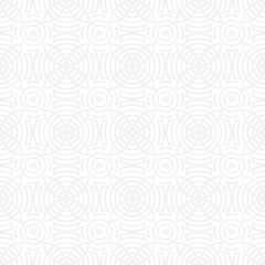 Seamless trendy ornament of circles and arcs, geometric white figures for textiles and wallpapers. Abstract pattern on a gray background for a New Year or wedding cover or postcard.