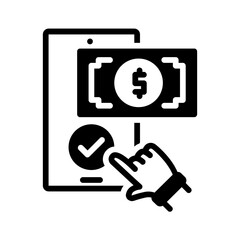 Vector solid black icon for Online payment