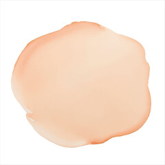 Pastel orange watercolor round shape, stain, blob, circle. Hand drawn watercolor abstract element