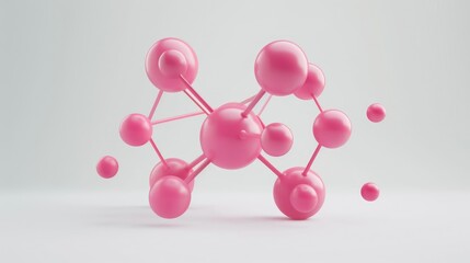 Obraz premium Hyper real Pink Single Molecule, white Background