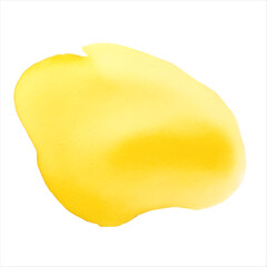 Yellow watercolor round shape, stain, blob, circle. Hand drawn watercolor abstract element