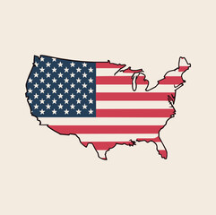 Map of America with American Flag Pattern