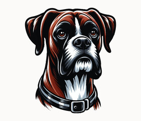 Boxer Peeking Dogs. Boxer dog breed. Color image of a dogs head isolated on a white background.