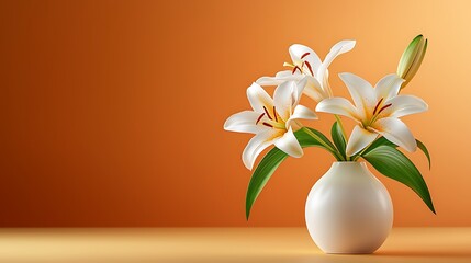 Lily with an isolated coral background