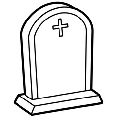 Obraz premium headstone outline coloring book page line art drawing
