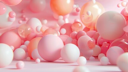 pink and white abstract shapes, vector illustration, peach fruit, digital art with pastel colors and soft lights