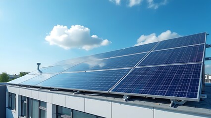 Solar panels installed on a rooftop exemplify efficient energy use, transforming sunlight into renewable power and promoting sustainability in urban environments.