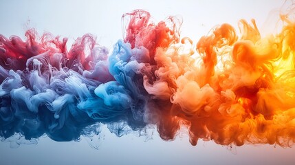Dynamic splash of ink bright colors frozen in midair against a white background