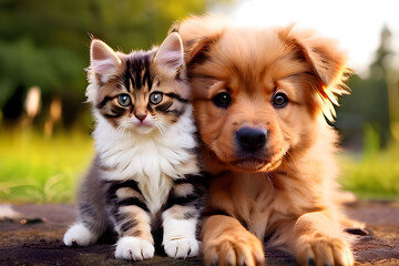 Obraz premium two dogs playing with ball