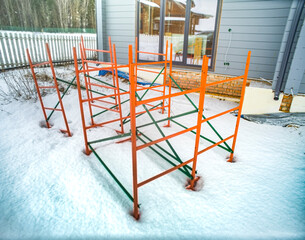 building trestles abandoned on the snow