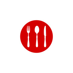 Fork, spoon and knife icon isolated on transparent background