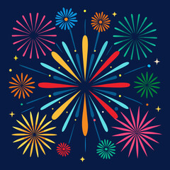 Naklejka premium Collection of Festive Fireworks Of Various Colors Arrangments