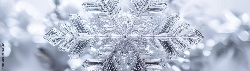 Poster a sparkling snowflake captured in exquisite detail, showcasing its unique patterns and crystalline b