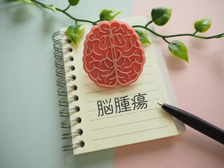 脳の模型イメージと脳腫瘍の文字