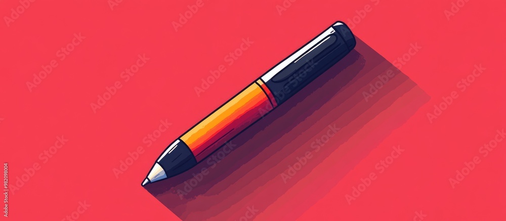 Poster simple flat design of a marker pen with a focus on vibrant colors and clean lines